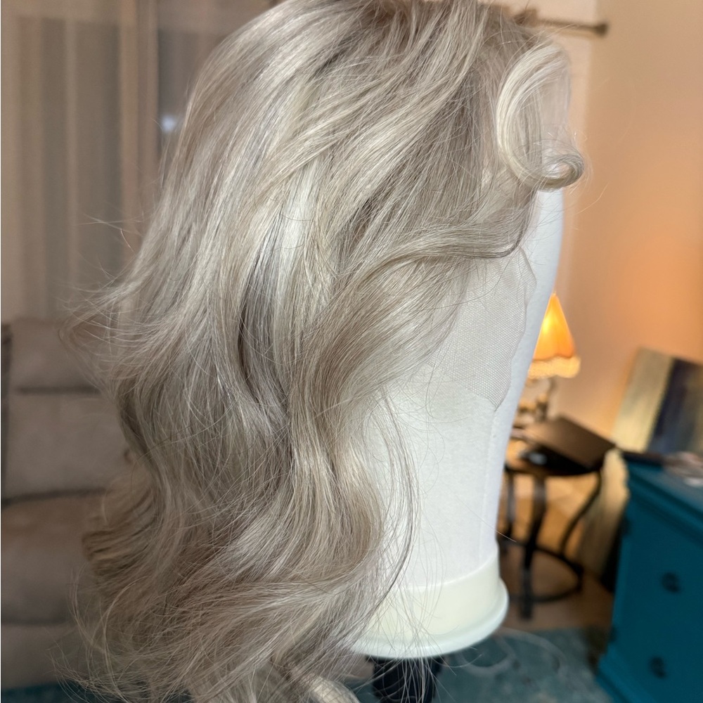 Silver Blonde Human Hair Lace-Front Wig for Women - Picture 3 of 16